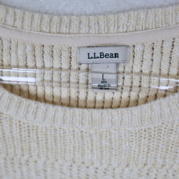 LL Bean Women's Knit Pullover Sweater 100% Cotton Scoop Neck Large - Picture 2 of 8